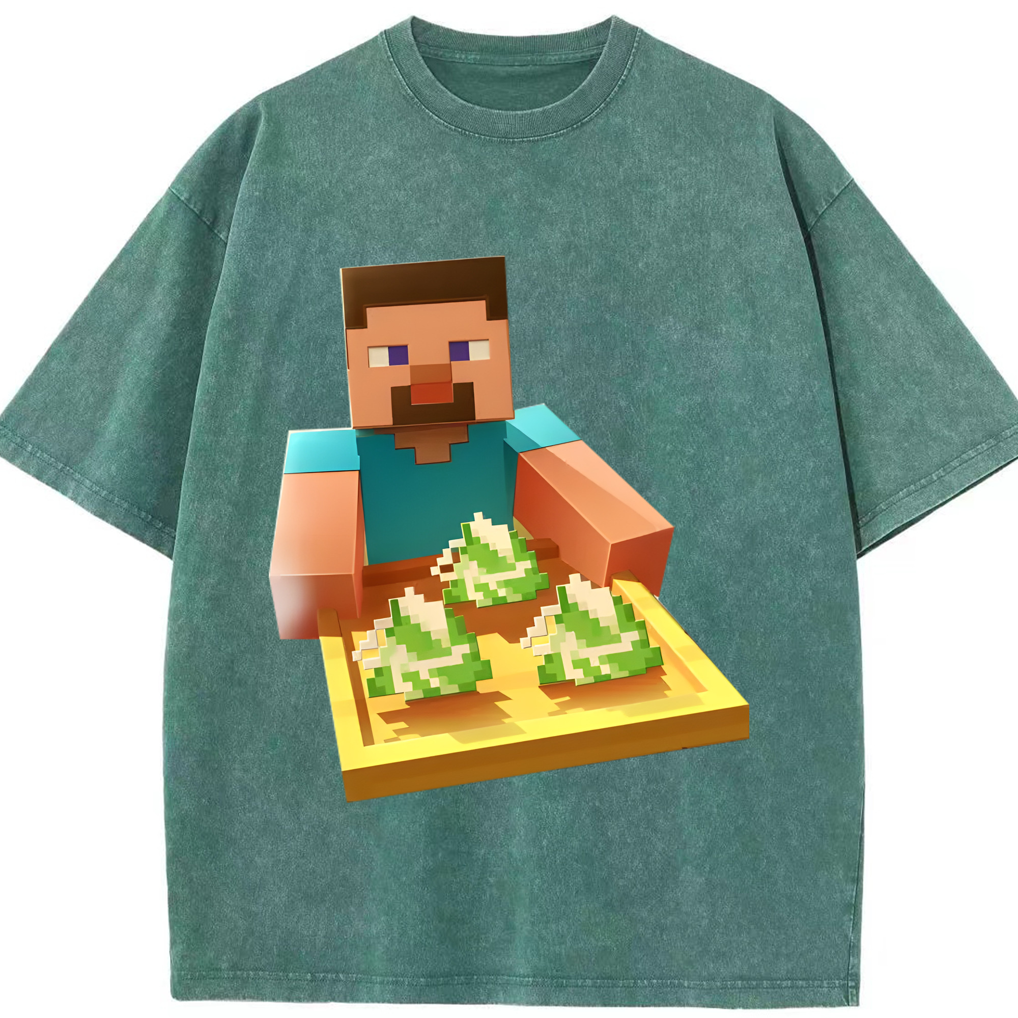 （画像用） マインクラフト ブロックの世界 Minecraft MC Block world 綿100% ヴィンテージ風 半袖Tシャツ（フロントプリント）